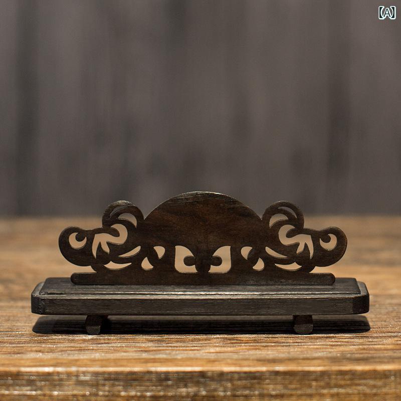 扇子立て 扇子スタンド ディスプレイ 装飾品 台座 レトロ 黒檀 アクセサリー 扇子ホルダー 取り外し可..