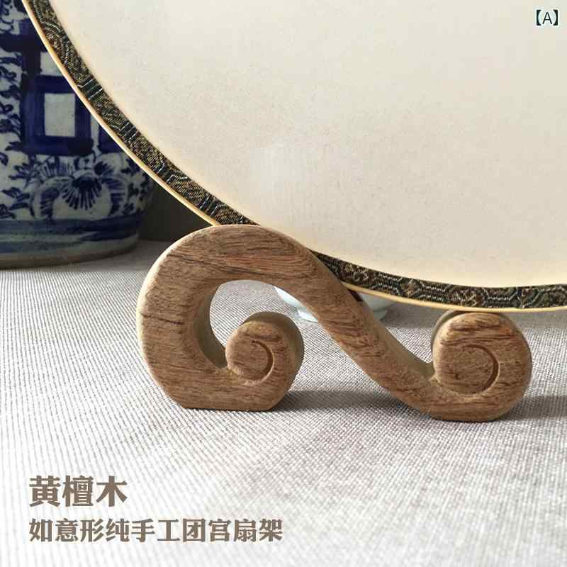 扇子立て 扇子スタンド ディスプレイ 装飾品 台座 レトロ 木 西宮殿 ファン 無垢材 ラウンド ファンラ..