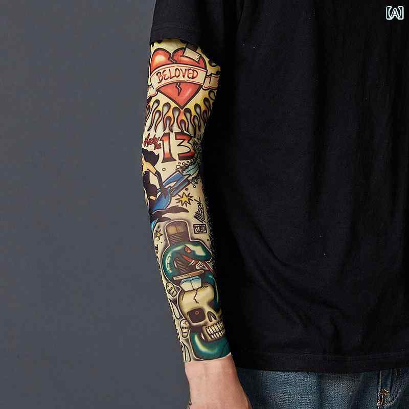 タトゥー アームカバー スリーブ メンズ レディース 入れ墨 刺青 おしゃれ 車 トレーニング 日焼け防止 接触涼感 ファッション ヒップホップ