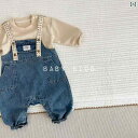 デニム オーバーオール ベビー キッズ サロペット 子供服 男の子 女の子 春 プルオーバー スウェット スーツ 幼児 アウター ワンピース 2点 セット