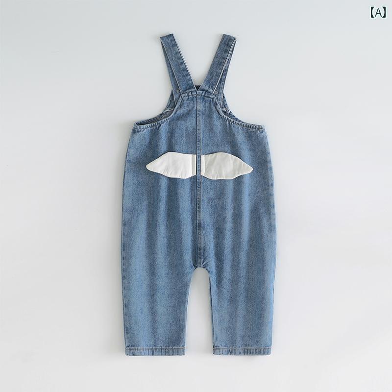 デニム オーバーオール ベビー キッズ サロペット 子供服 女の子 女児 赤ちゃん ジーンズ 春秋 ウィング おしゃれ ブルー