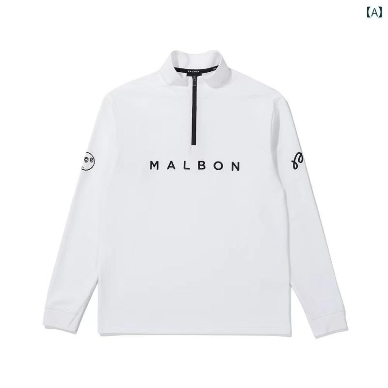 ゴルフウェア メンズ スポーツ カジュアル かっこいい おしゃれ 紳士服 トップス 長袖 韓国 ユニフォーム ハーフタートル 軽量 スウェットシャツ アウトドア レジャー ジッパー 白 緑 黒