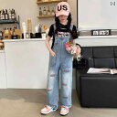 デニム オーバーオール キッズ サロペット 子供服 女の子 夏 西洋 ストリート セット ブラック ブルー