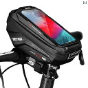 フロントバッグ 自転車 ロードバイク ハンドル サイクリング ハードシェル 携帯電話 タッチスクリーン ブラック