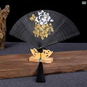 扇子 おしゃれ コンパクト 春夏 レディース 中国風 竹 レトロ ポータブル 花 鳥 タッセル ギフト ブラック ブルー グリーン
