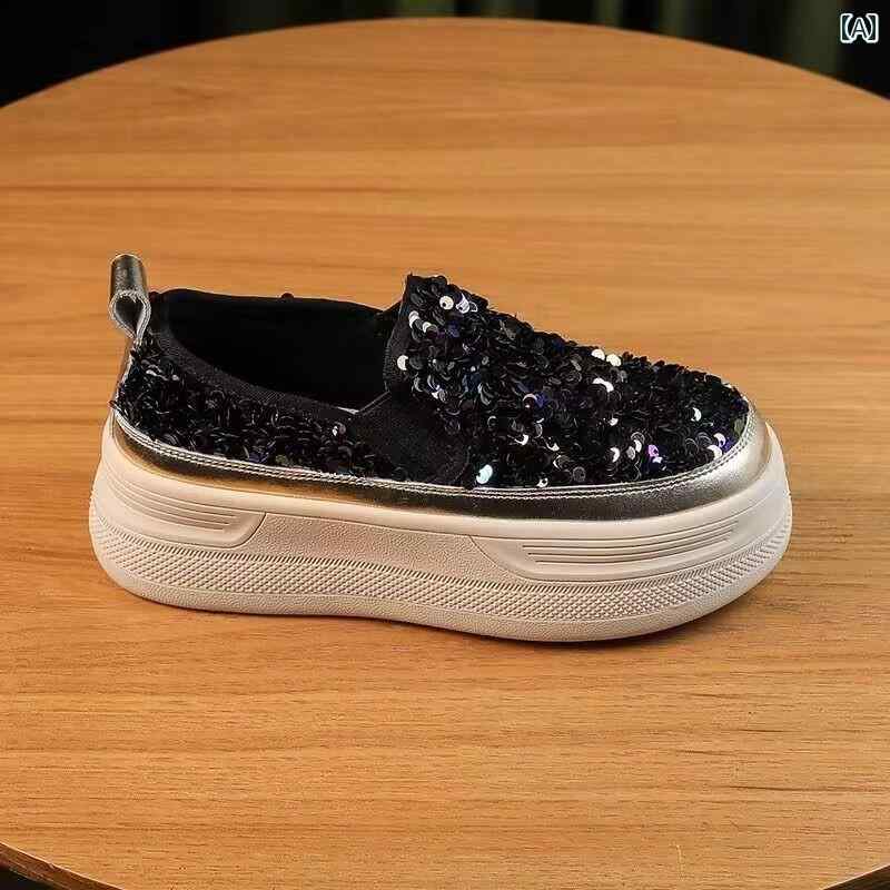 エスパドリーユ レディース スリッポン ぺたんこ フラットシューズ 歩きやい スパンコール キラキラ 靴 厚 夏 通気性 ファッション カジュアル ブラック シルバー