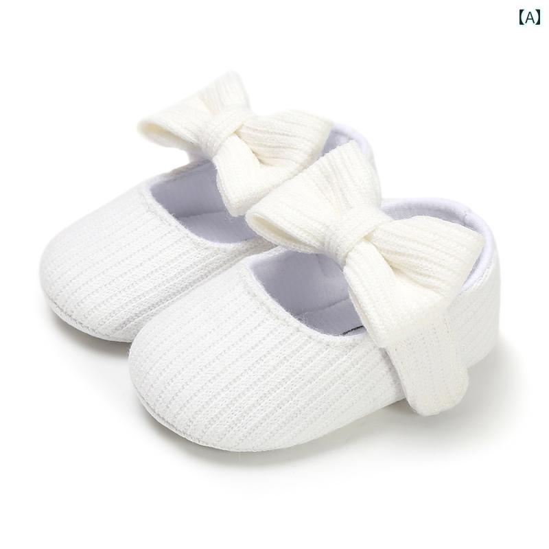 ベビーシューズ 子供 キッズ 靴 春秋 女の子 リブ リボン 通気性 おしゃれ かわいい ホワイト ピンク グレー