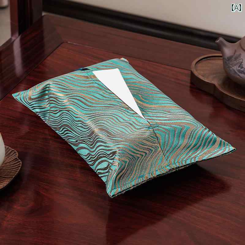 ティッシュケース おしゃれ 中国風 ボックス シンプル ホーム リビング 生地 テーブル グリーン グレー..