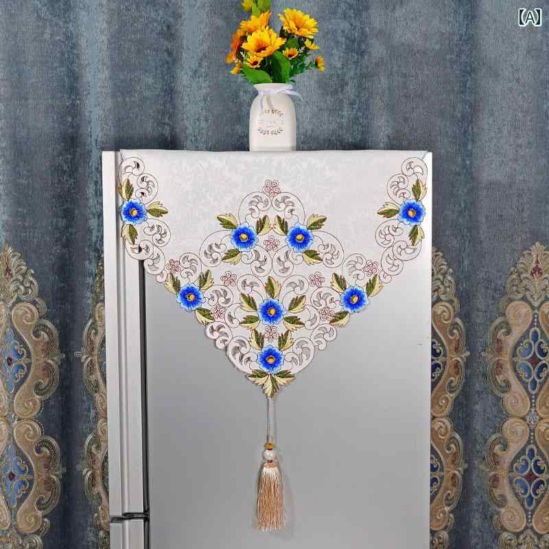 洗濯機 冷蔵庫 カバー 家庭 装飾 保護 日焼け防止 防塵 おしゃれ インテリア 布 中国風 ブルー レッド ..