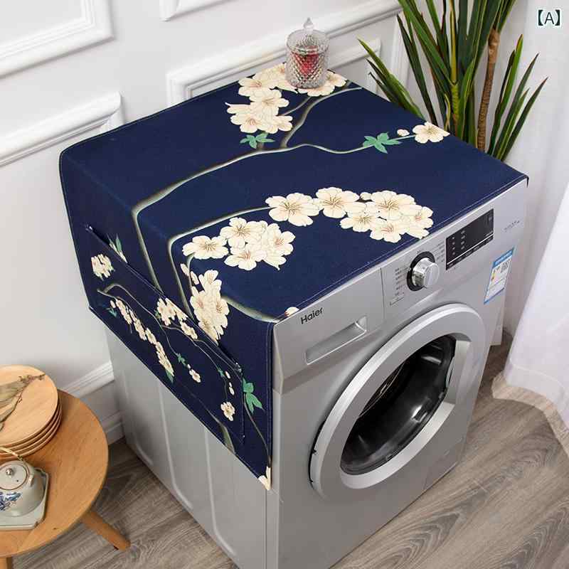 洗濯機 冷蔵庫 電子レンジ カバー 家庭 装飾 保護 防塵 おしゃれ インテリア 防水 コットン リネン 長..