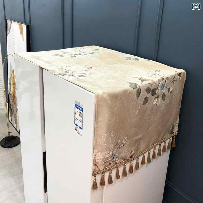 洗濯機 冷蔵庫 カバー 家庭 装飾 保護 防塵 おしゃれ インテリア 中国風 モダン ベージュ ブルー グリ..