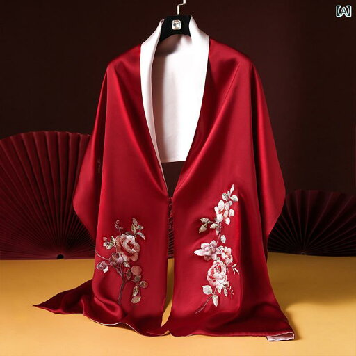 ストール 花柄 刺繍 レディース スカーフ ショール ボタン ギフト 中国風 レトロ レッド ストール 花柄 刺繍 レディース スカーフ ショール ボタン ギフト 中国風 レトロ レッド