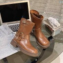 ブーツ レディース シューズ カウボーイ 厚 秋 英国 レトロ 厚地 暖かい ウエスタン カウボーイ ブーツ ブラウン ブラック