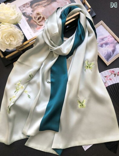 ストール 花柄 刺繍 レディース スカーフ ショール 大判 春秋 おしゃれ グリーン ベージュ ゴールド ストール 花柄 刺繍 レディース スカーフ ショール 大判 春秋 おしゃれ グリーン ベージュ ゴールド