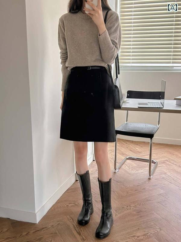 スカート レディース おしゃれ 秋冬 大きめサイズ ハイウエスト スリム ショート ブラック グレー aライン オフィス 丈