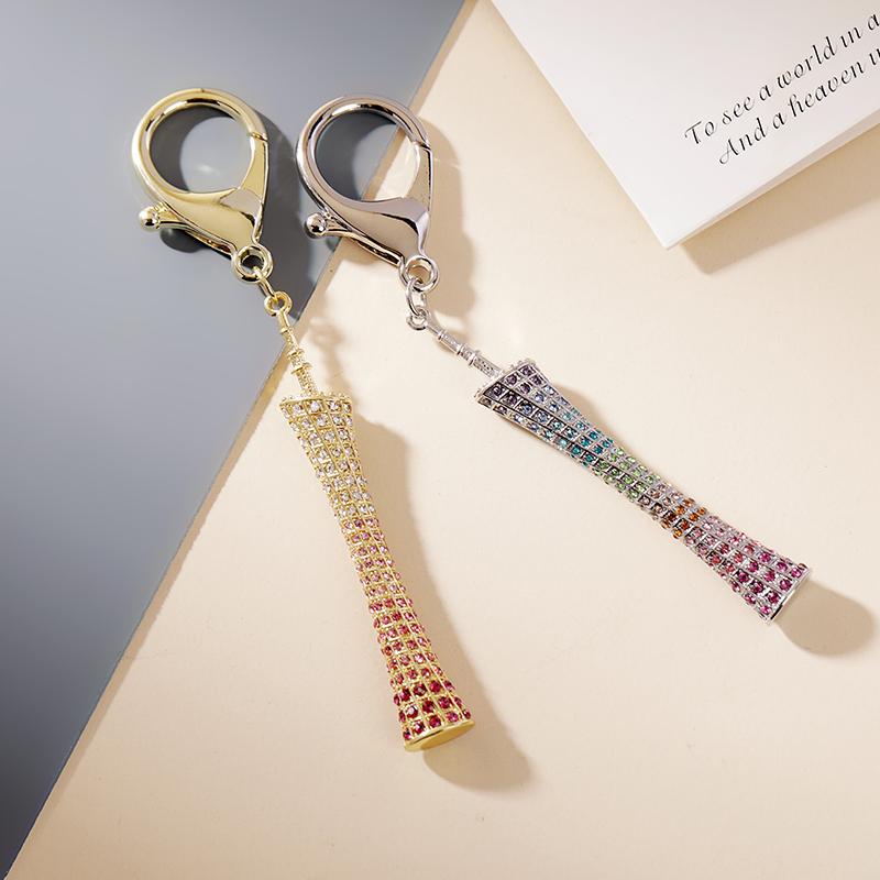 キーホルダー アクセサリー バッグ ストラップ ペンダント ジュエリー ミニ ギフト タワー ゴールド シ..