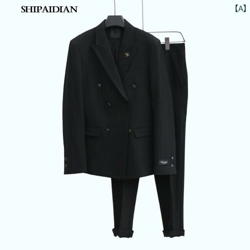 メンズ スーツ おしゃれ 紳士服 秋冬 ビジネス フォーマル セットアップ ダブル ブラック ブルー ストライプ ストライプ メンズ スーツ おしゃれ 紳士服 秋冬 ビジネス フォーマル セットアップ ダブル ブラック ブルー ストライプ ストライプ