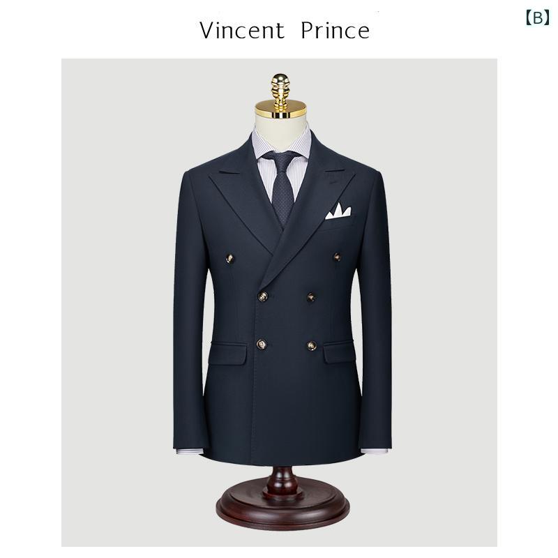 メンズ スーツ おしゃれ 紳士服 ダブル ブレザー 韓国 スリム フォーマル シングル ビジネス カジュアル 結婚式 ホワイト ネイビー ブラック