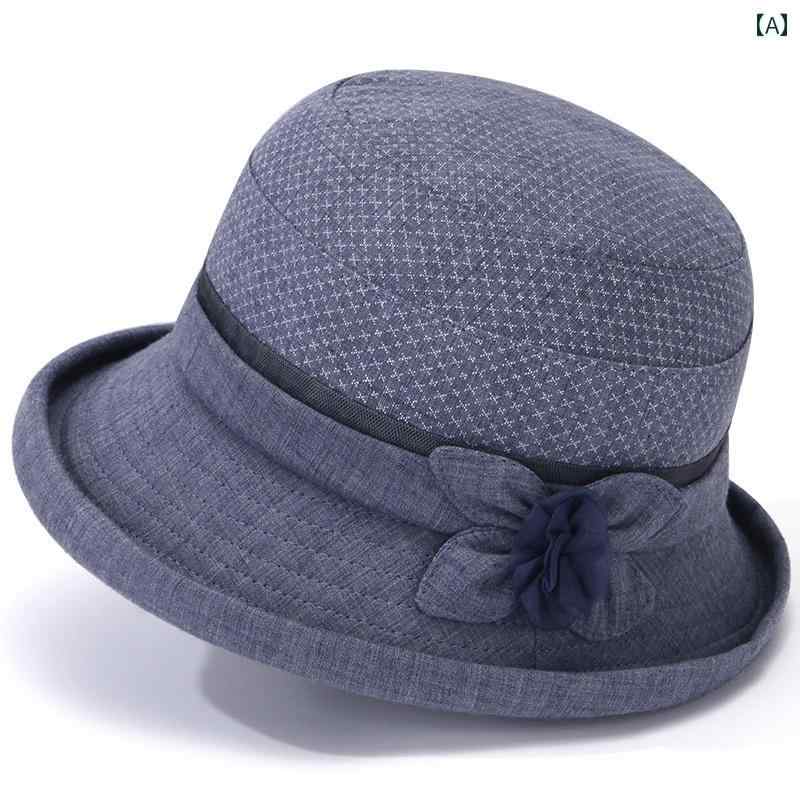 帽子 レディース 婦人 ミセス おばあちゃん 春夏秋 ハット サンシェード 布 通気性 ブルー ワインレッ..