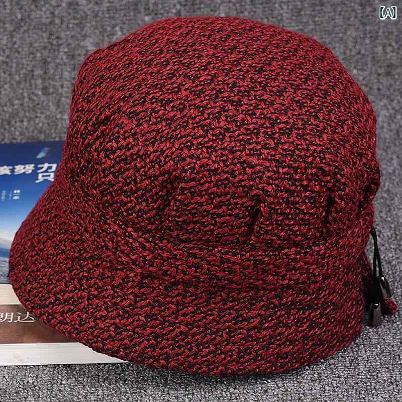 帽子 レディース 婦人 ミセス おばあちゃん 秋冬 日よけ カジュアル 布 ワインレッド グレー オレンジ ..