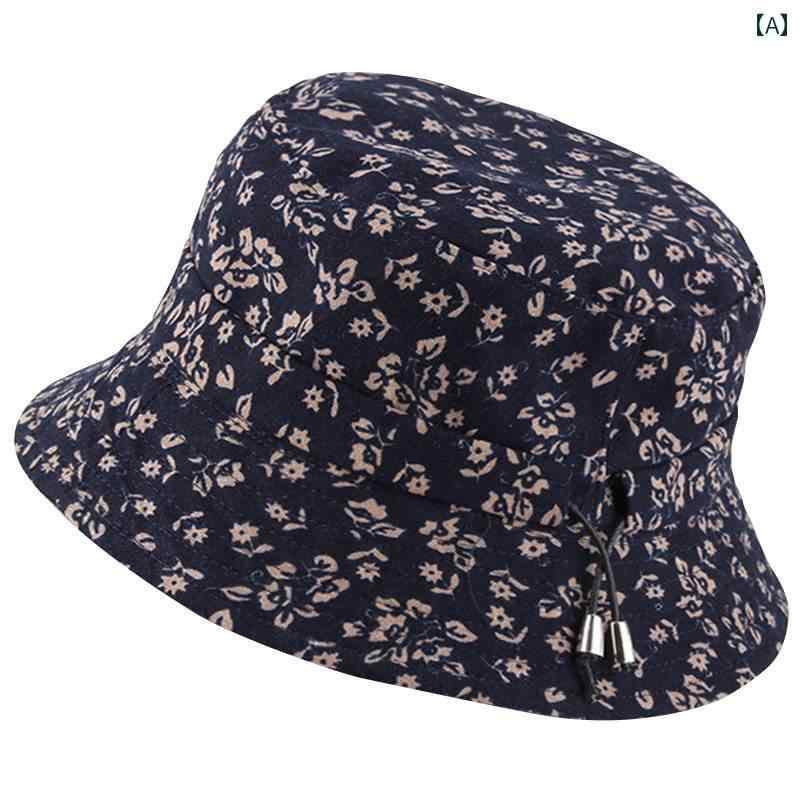 帽子 レディース 婦人 ミセス おばあちゃん 春夏秋 薄手 布 ネイビー ブルー ワインレッド ハット 花柄
