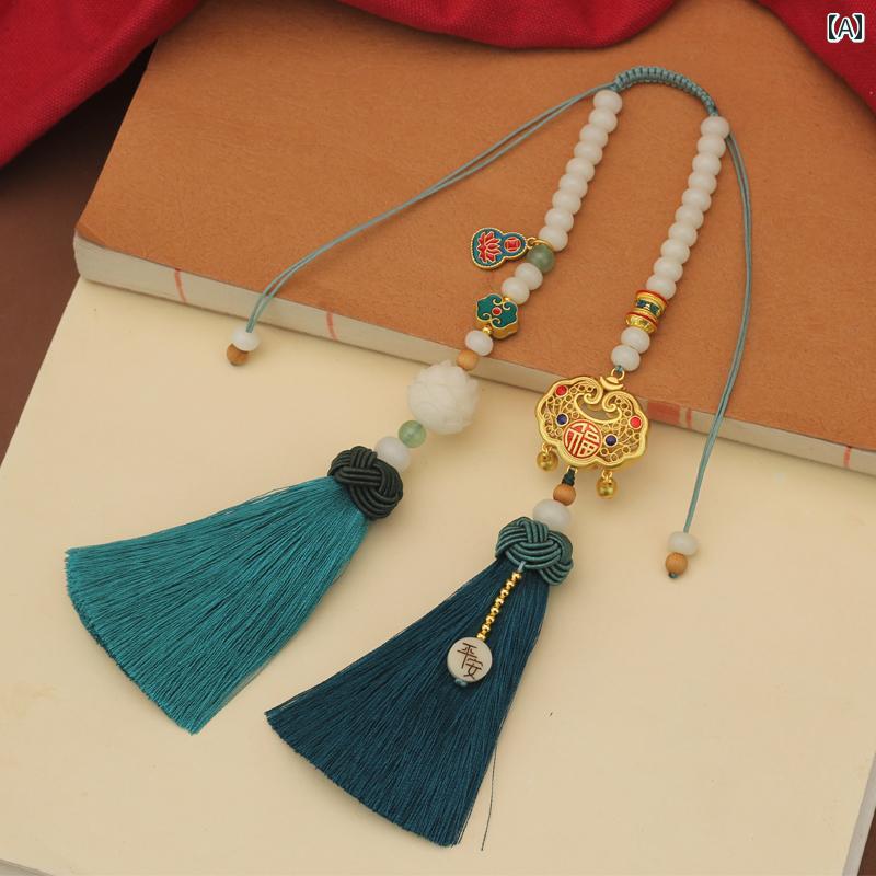 車 ルームミラー アクセサリー 飾り メンズ レディース カーペンダント 菩提 タッセル レトロ グリーン ピンク レッド