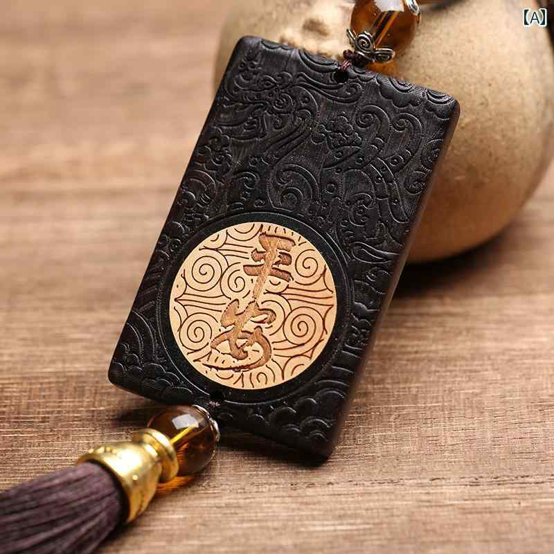 車 ルームミラー アクセサリー 飾り メンズ レディース 黒檀 タッセル ペンダント インテリア ブラック ブルー