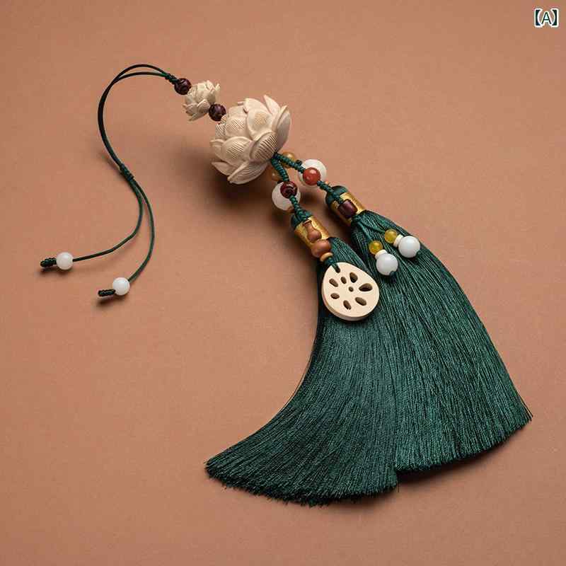 車 ルームミラー アクセサリー 飾り メンズ レディース 蓮 平和 チャーム タッセル ペンダント グリーン レッド