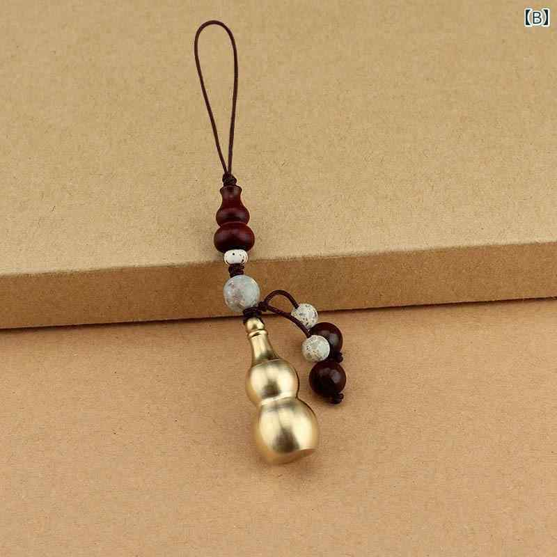 おうち健康生活のストラップ アクセサリー キーホルダー 携帯 落下防止 チャイナ風 おしゃれ レトロ ひうたん シンプル ショート ペンダント レディース ロープ｜アングル2