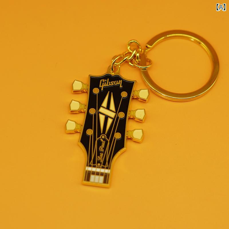 キーホルダー ギター チャーム おしゃれ レトロ 楽器 ギフト キーリング ブラック レッド グリーン