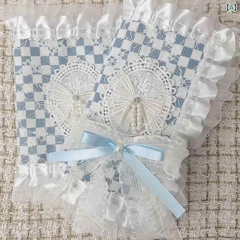 ブックカバー かわいい レトロ A5 A6 手帳 保護 レース フリル リボン パール 市松模様 ギフト