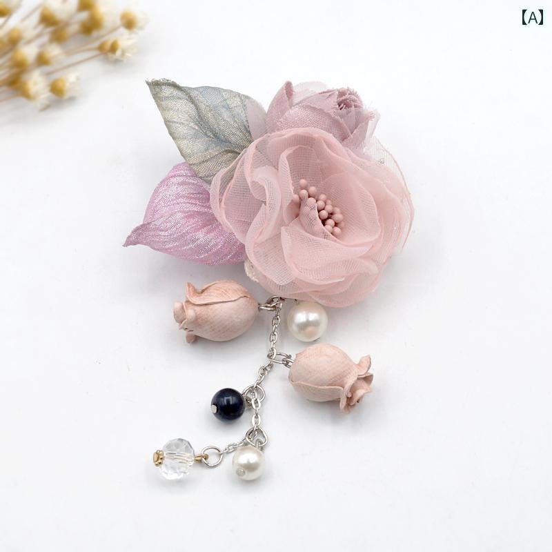 ブローチ 飾り 装飾 レディース ピンブローチ ショール アクセサリー ピンク ブルー グリーン 花 コサージュ