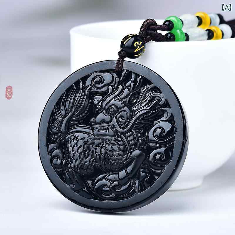 ネックレス ペンダント おしゃれ レトロ キリン 翡翠 メンズ レディース アクセサリー ジュエリー ギフト 丸型