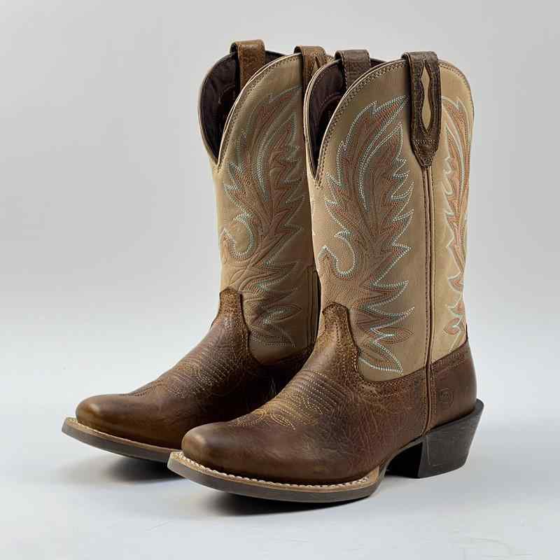 ウエスタンブーツ メンズ おしゃれ カウボーイ 乗馬 騎士 刺繍 レトロ ブラウン