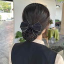 シニヨンネット バレッタ まめ髪 お団子 ヘアアクセサリー レディース ヘッド 飾り 仕事 ナース ホテル ヘアネット リボン