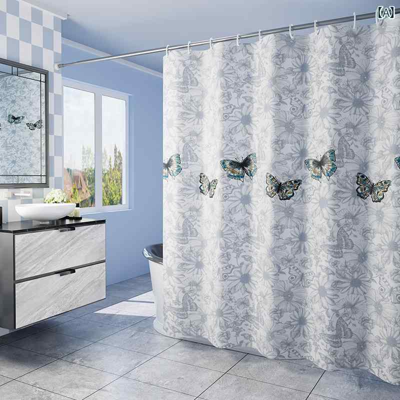 シャワーカーテン おしゃれ お風呂 浴室 透けい 厚手 防水 間仕切り 洗面所 トイレ ポリエステル パー..