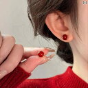 ピアス レディース アクセサリー おしゃれ 赤 瑪瑙 カジュアル かわいい ラウンド レッド