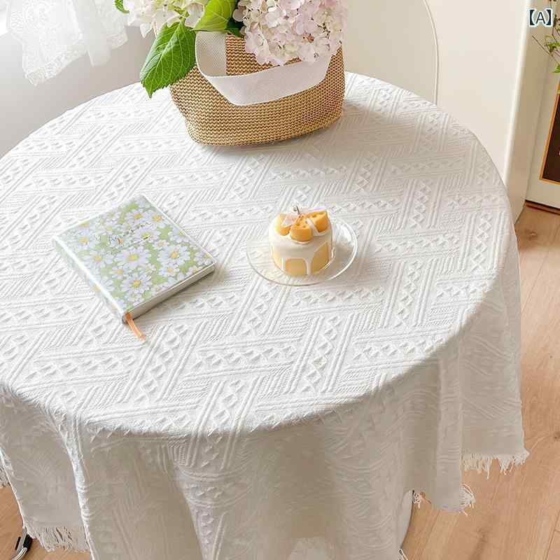 テーブルクロス カバー キャビネット クロス インテリア 防塵 ダストカバー フレンチ ホワイト 布 レース 円卓 丸テーブル