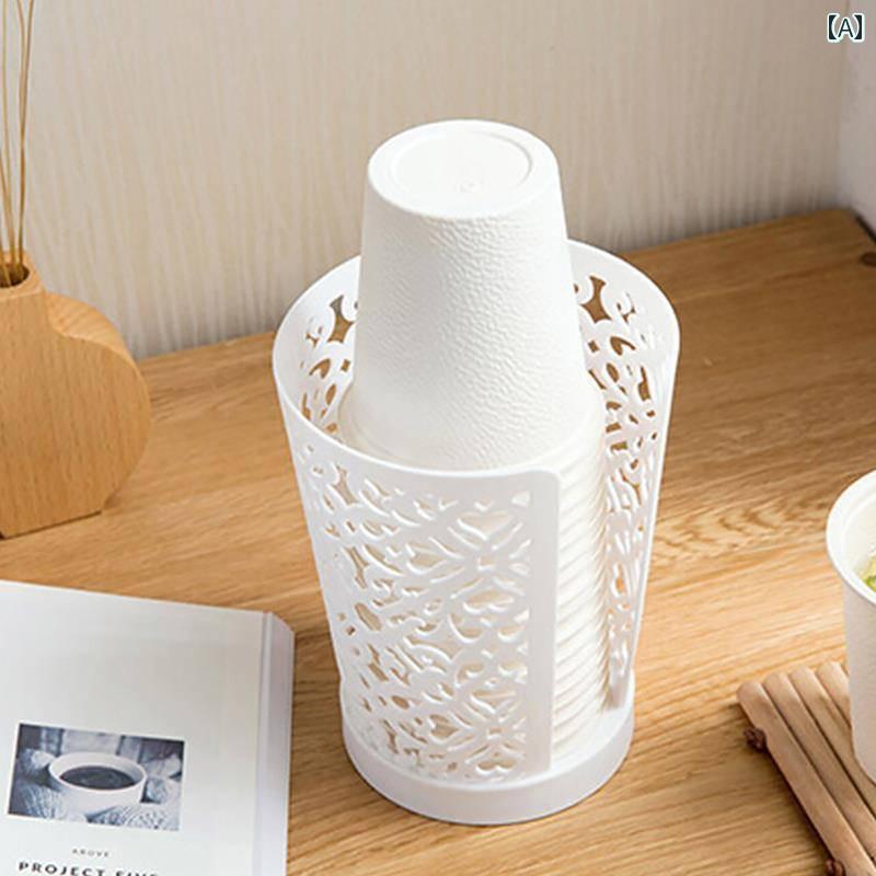 紙コップホルダー カップディスペンサー 置き型 スタンド 使い捨てカップ 収納 デスクトップ ボックス ..