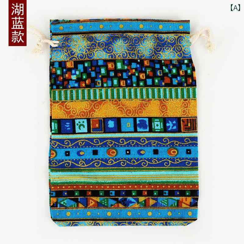 ポーチ 巾着 バッグ ブレスレット アクセサリー 小物 収納 袋 ジュエリー エスニック ブルー イエロー ..