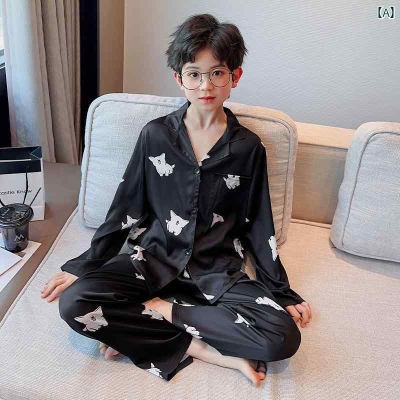 パジャマ キッズ 子供 男の子 ルームウェア 部屋着 おしゃれ かわいい 春夏 涼しい 長袖 春秋 薄手 ブ..