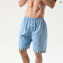 サウナ服 パジャマ ルームウェア ハーフパンツ メンズ レディース ビーチ マッサージ 入浴 コットン チェック 花柄 無地 ブルー グレー ブラック