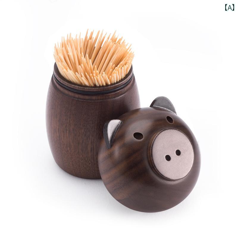 爪楊枝入れ つまようじケース 木 卓上 おしゃれ キッチン雑貨 ウォールナット 無垢材 北欧 かわいい 動物 アニマル