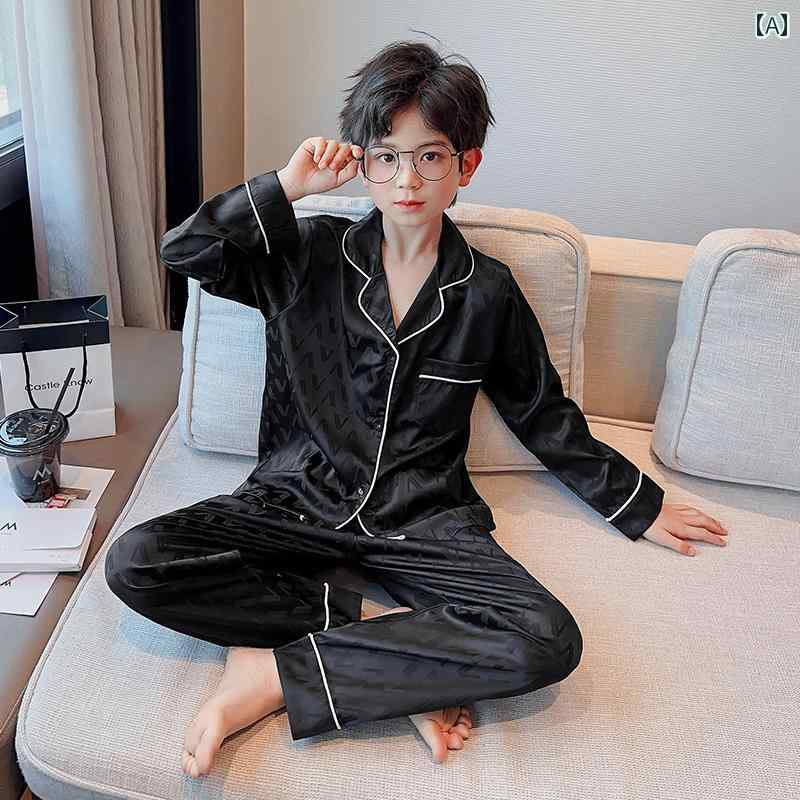 パジャマ キッズ 子供 男の子 ルームウェア 部屋着 おしゃれ かわいい 涼しい 春夏 薄手 長袖 ブラック..