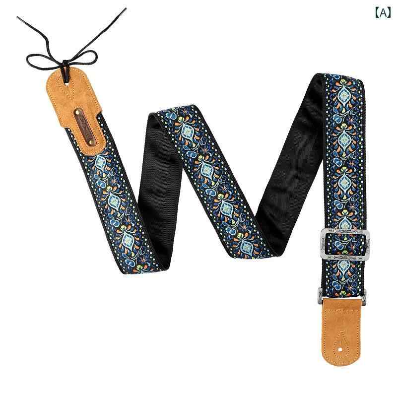 ギターストラップ おしゃれ フォーク 滑りにくい アクセサリー エレキ ベース ブルー ピンク レッド