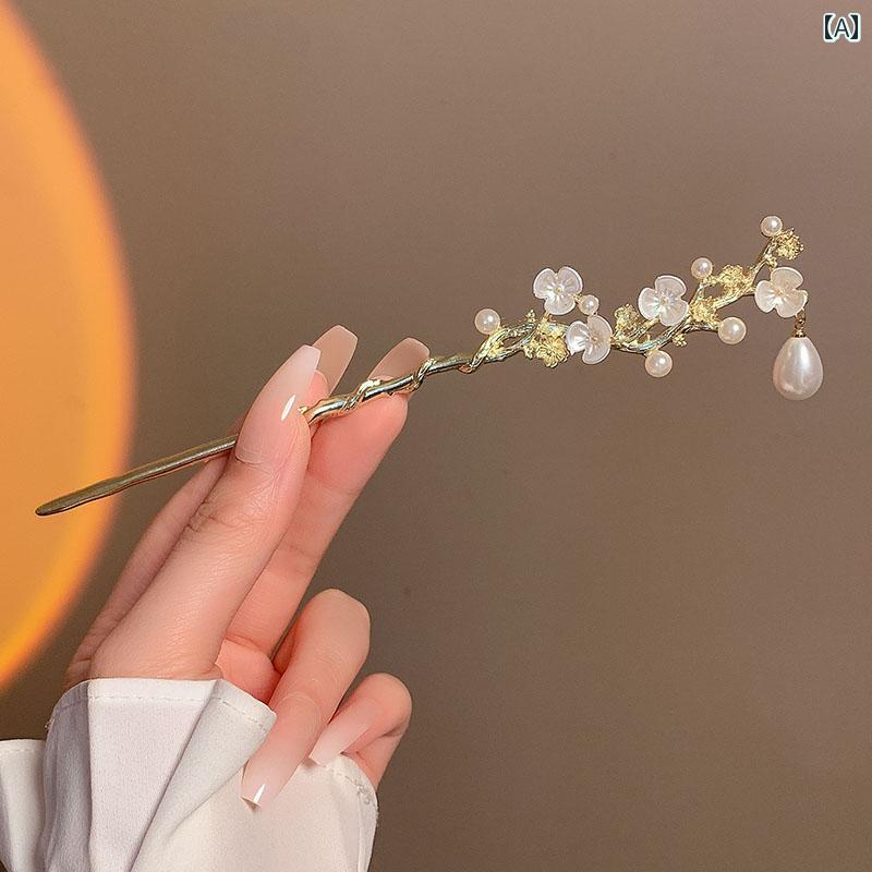 かんざし 一本 レディース ヘアアクセサリー 髪飾り 和装 和服 レトロ 韓服 チャイナ 花 ピン 中国風 ..