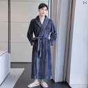 バスローブ メンズ レディース ルームウェア おしゃれ シンプル もこもこ 秋冬 厚手 ロング パジャマ ガウン グレー ネイビー レッド