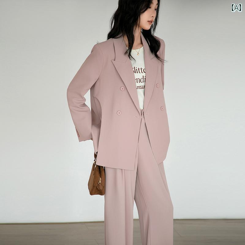 Suits For Job Interviews - スーツ レディース ジャケット パンツ ビジネス フォーマル ズボン ワイド 春秋 ピンク ブラック オフィス 通勤 オフィス
