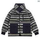 メンズ レディース ジャケット トップス おしゃれ レトロ リバーシブル 厚手 綿 コート 秋冬 エスニック ボーダー ネイビー ブルー