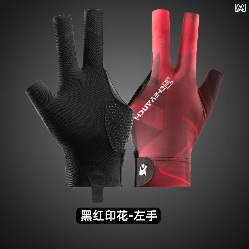 ビリヤード グローブ 手袋 スポーツ メンズ レディース 3本指 左手 右手 ハーフフィンガー ブラック ブルー レッド